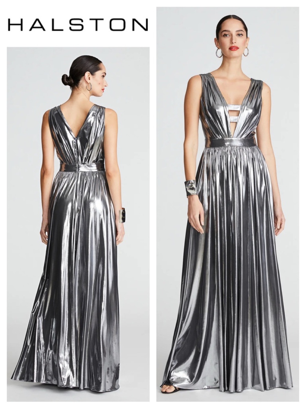 HALSTON Titania Gown In Foil Jersey